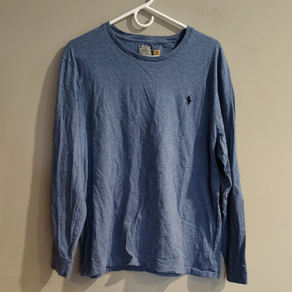 Polo Ralph Lauren Custom Slim Fit Mens XL Heather Blue Long‎ Sleeve T-Shirt